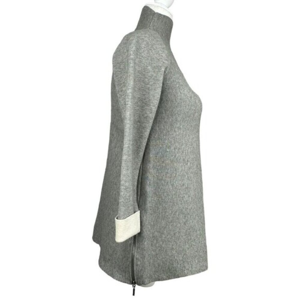 Tahari Womens Gray Mock Neck Tunic Sweater Side‎ Zip Contrast Cuff XS - Picture 2 of 11